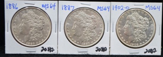 1886, 1887, 1902-0 MORGANS FROM LARGE COLLECTION