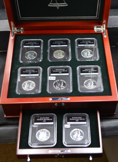 10 PROOF MIXED DATE FRANKLIN HALVES IN DISPLAY