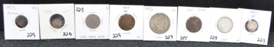8 MIXED 19TH CENTURY TYPE COINS