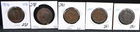 5 MIXED DATE LARGE CENTS