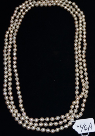 48 INCH STRAND OF 8.0 MM WHITE PEARLS