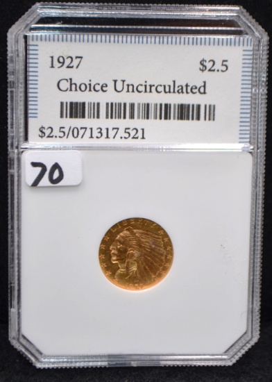 HIGH GRADE 1927 $2 1/2 INDIAN HEAD GOLD COIN