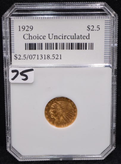 HIGH GRADE 1929 $2 1/2 INDIAN HEAD GOLD COIN