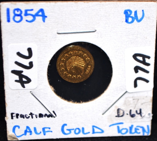 1854 BU CALIFORNIA FRACTIONAL GOLD TOKEN
