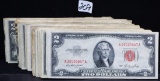 90 RED SEAL $2 U,S. NOTES SERIES 1953 & 1963