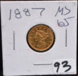 RARE 1887 $2 1/2 LIBERTY HEAD GOLD COIN