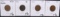 1864, 1865, 1866, 1868 INDIAN HEAD PENNIES
