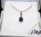 14K WHITE GOLD SAPPHIRE & DIAMOND PENDANT