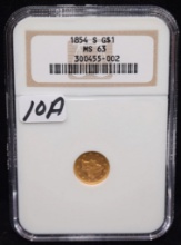 RARE TYPE 1 $1 LIBERTY HEAD GOLD COIN - NGC MS63