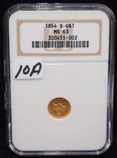 RARE TYPE 1 $1 LIBERTY HEAD GOLD COIN - NGC MS63
