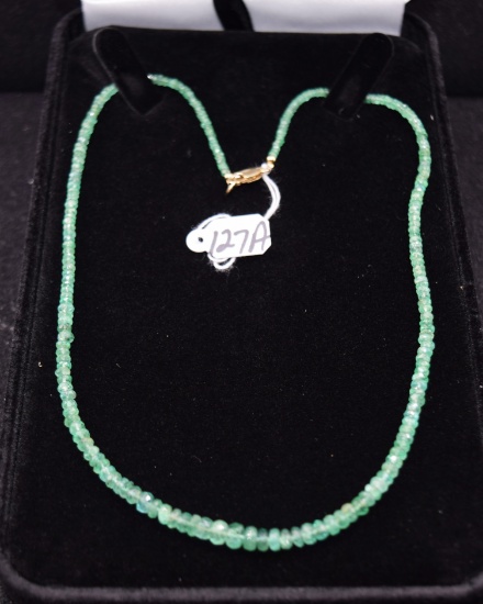LADIES 37.31 CTTW EMERALD BEAD 14K GOLD NECKLACE