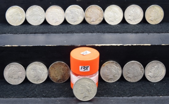 15 MIXED DATES PEACE DOLLARS