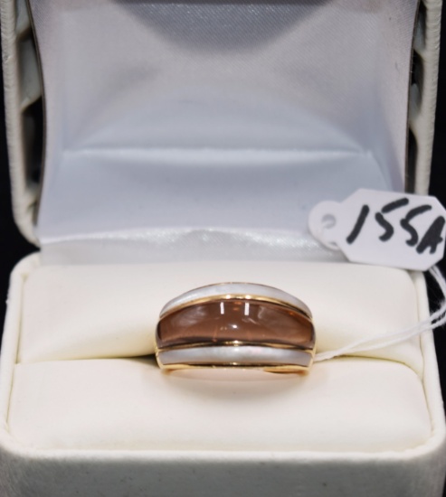 14K YELLOW GOLD OPAL & BLACK ONYX FASHION RING
