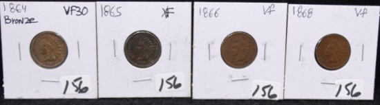 1864, 1865, 1866, 1868 INDIAN HEAD PENNIES
