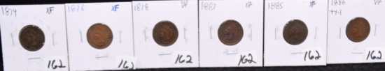 6 MIXED DATE INDIAN HEAD PENNIES
