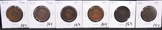 6 MIXED DATE LARGE CENTS