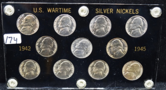 CHOICE UNC U.S. WARTIME SILVER NICKELS