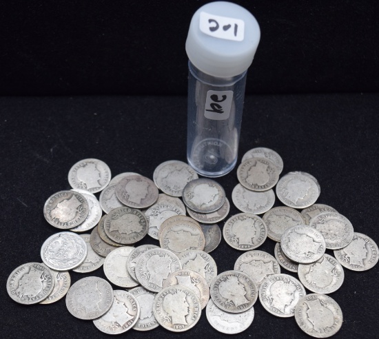 50 MIXED DATE & MINT BARBER DIMES