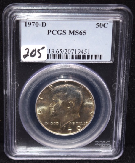 1970-D KENNEDY HALF DOLLAR - PCGS MS65