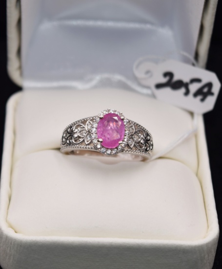 LADIES 1.42 CTTW TOURMALINE & CZ STERLING RING