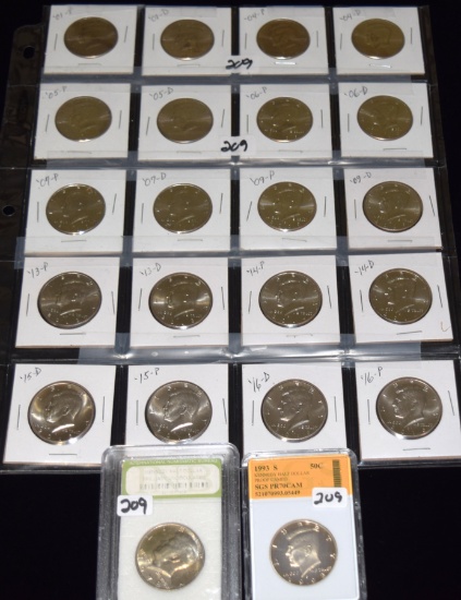 22 HIGH GRADE KENNEDY HALF DOLLARS