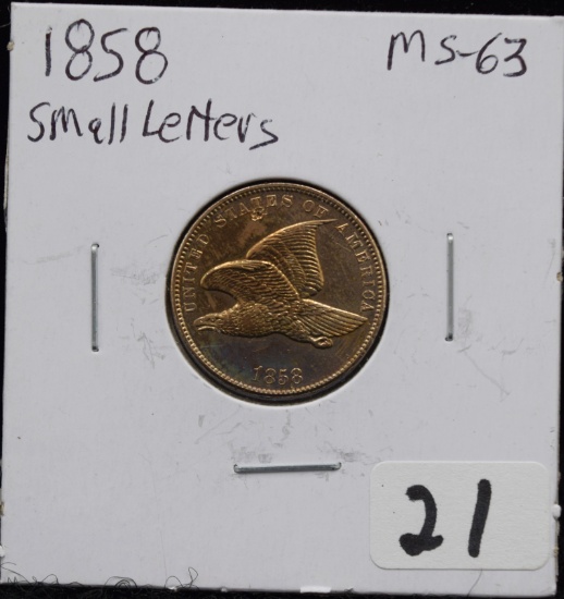 HIGH GRADE 1858-SL FLYING EAGLE PENNY
