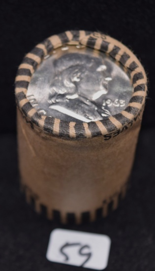 20 ORIGINALROLL 1963 FRANKLIN HALF DOLLARS