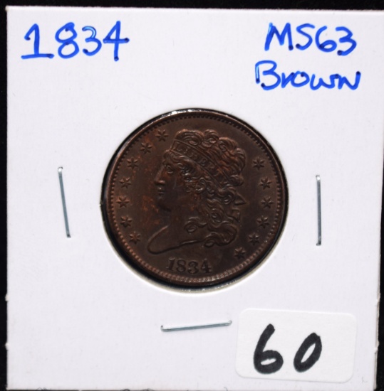 HIGH GRADE 1834 HALF CENT