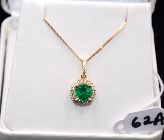 CHOICE 1.22 CTTW DIAMOND & EMERALD 14K PENDANT