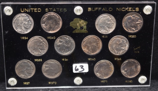 SET OF 12 AU BUFFALO NICKELS