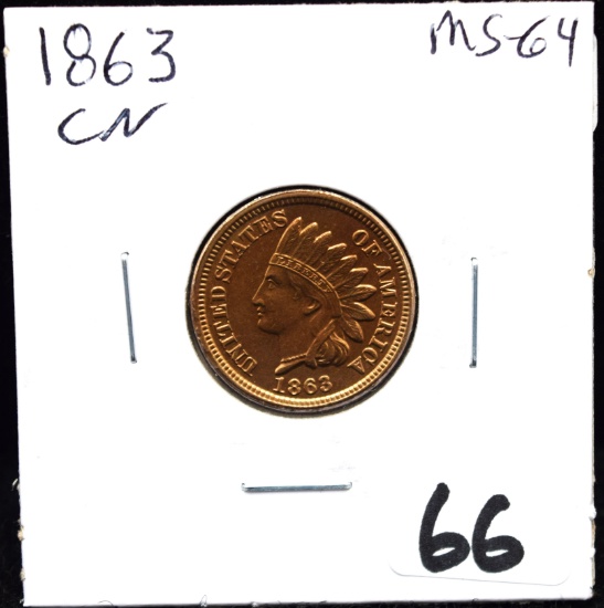 HIGH GRADE 1863 C/N INDIAN HEAD PENNY