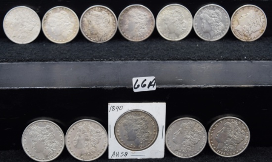 12 DIFFERENT MIXED DATES & MINTS MORGAN DOLLARS
