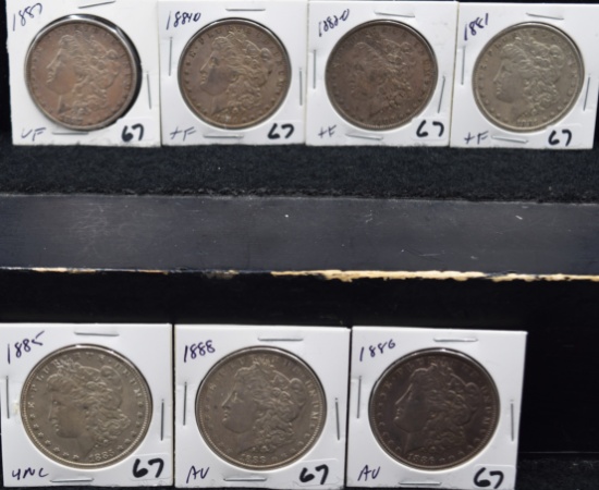 7 MIXED DATES & MINTS MORGAN DOLLARS