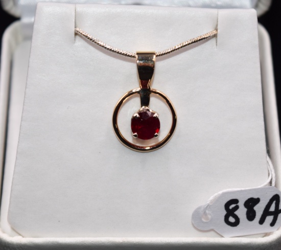 LADIES 1.08 CTTW RUBY 14K YELLOW GOLD PENDANT