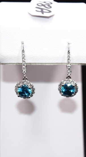 PAIR OF 2.32 CTTW ZIRCON & DIAMOND 14K EARRINGS