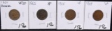 1864, 1865, 1866, 1868 INDIAN HEAD PENNIES