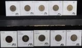 10 MIXED DATE LIBERTY HEAD NO CENTS NICKELS