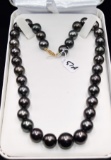 BEAUTIFUL BLACK TAHITIAN PEARL 14K NECKLACE