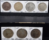 7 MIXED DATES & MINTS MORGAN DOLLARS
