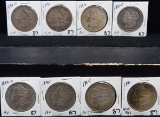8 MIXED DATES & MINTS MORGAN DOLLARS