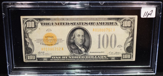 CHOICE AU+ $100 GOLD CERTIFICATE - SERIES 1928