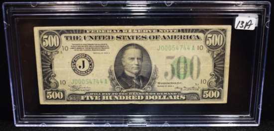 RARE $500 FEDERAL RESERVE NOTE -SERIES 1934 A