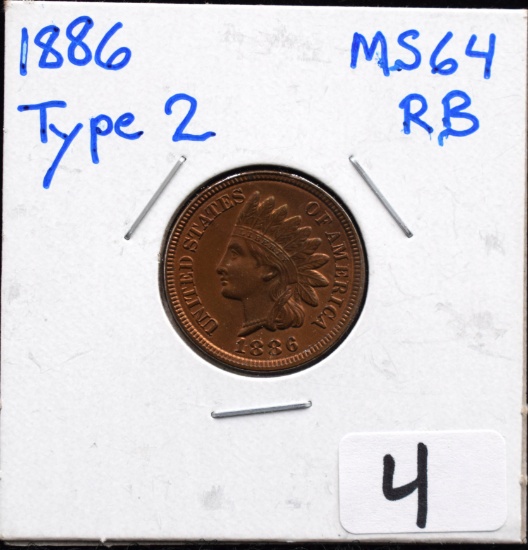 RARE 1886 TYPE 2 HIGH GRADE INDIAN PENNY