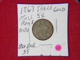 1867 Shield Nickel Full Rays