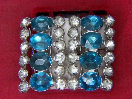 Ladies Art Decco Blue Gemstone Shoe Clips