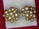 Ladies 1950s Era Screw On Pearl Earrings