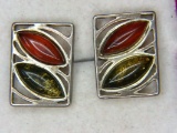 .925 Ladies Art Decco Amber Earrings