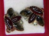 Ladies Vintage Gemstone Clip On Earrings 1950s Era