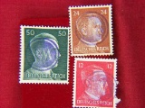 (3) Adolph Hitler Nazi Stamps World War 2
