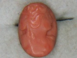 11.25 Carat Oval Carved Pink Coral Cameo